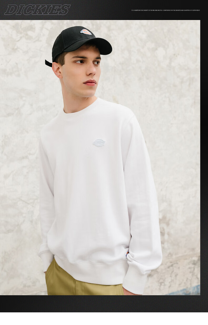 dickies卫衣 logo绣花卫衣 男式毛圈布圆领套头上衣 卫衣男dk008716