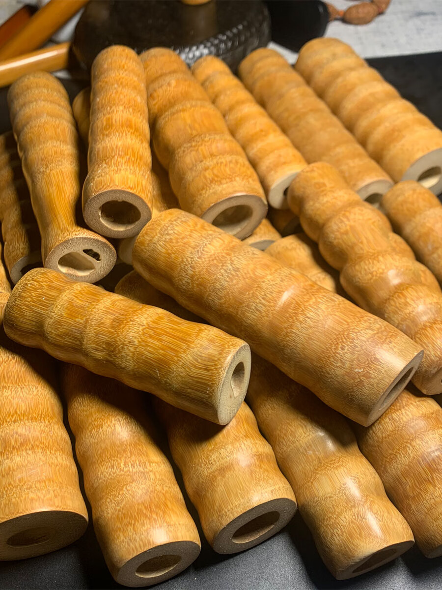 庄梦蝶实心竹精抛老料罗汉玉竹文玩手把件竹节挂件罗汉竹直径3640长