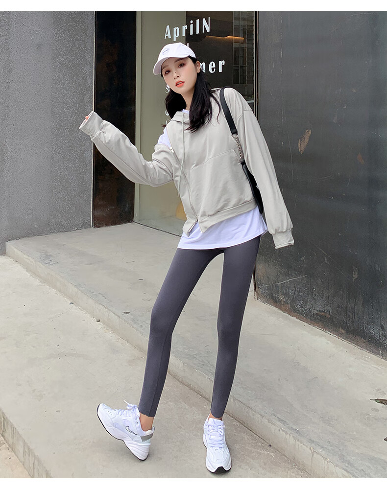 邓尼斯鲨鱼皮打底裤女秋冬新款加绒加厚外穿芭比裤休闲女士高腰小脚