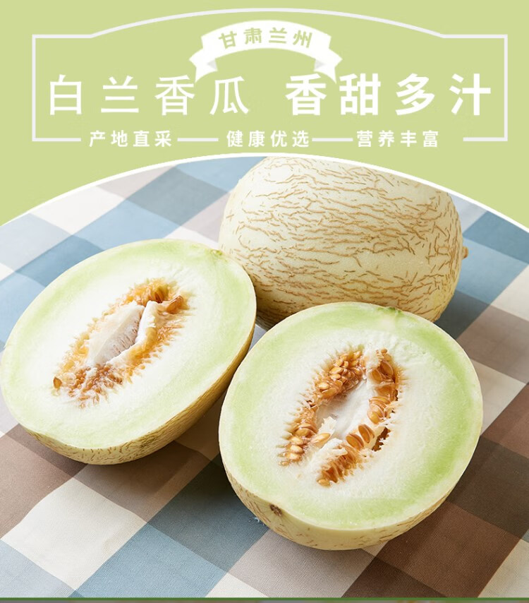 甘肃民勤沙漠白兰瓜 兰州银蒂特级大网纹戈壁蜜瓜西北甜瓜香瓜当季