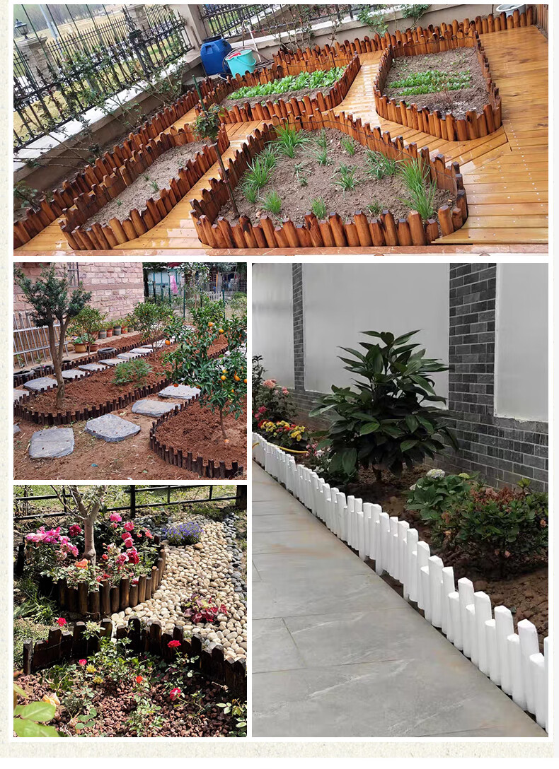 古之南 碳化防腐插地栅栏围栏室外菜园小篱笆白色木桩花园庭院木护栏