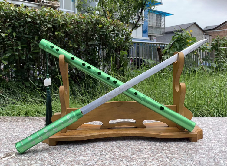 青笛子剑可吹防身棍中刀演奏一体车载冷长短萧宝未开刃 2号花纹笛子可