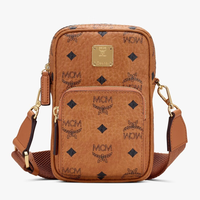 圣诞送礼品质保证mcm经典印花迷你方形小包斜挎包手拿包棕色mmrasvi02