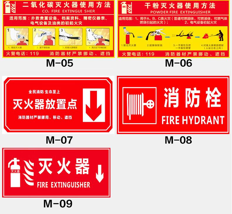 灭火器消火栓消防栓的使用方法说明贴纸消防安全标识标志牌灭火器放置