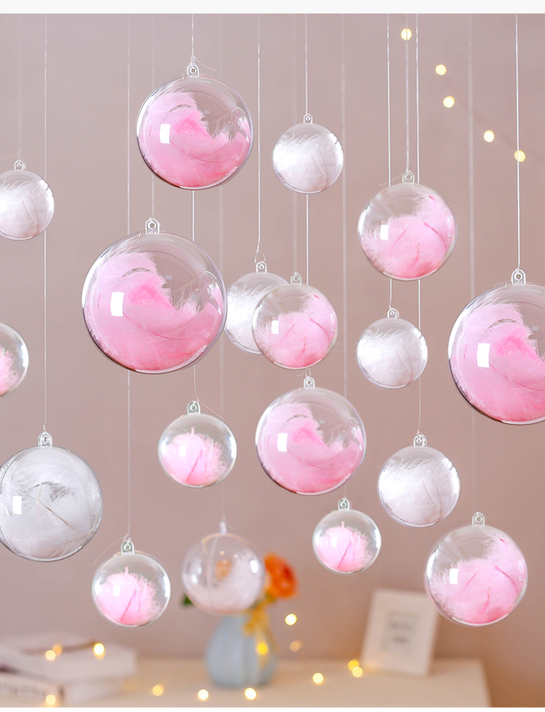 中秋节装饰品场景布置店铺天花板吊顶球吊球透明羽毛挂饰房顶挂件30个