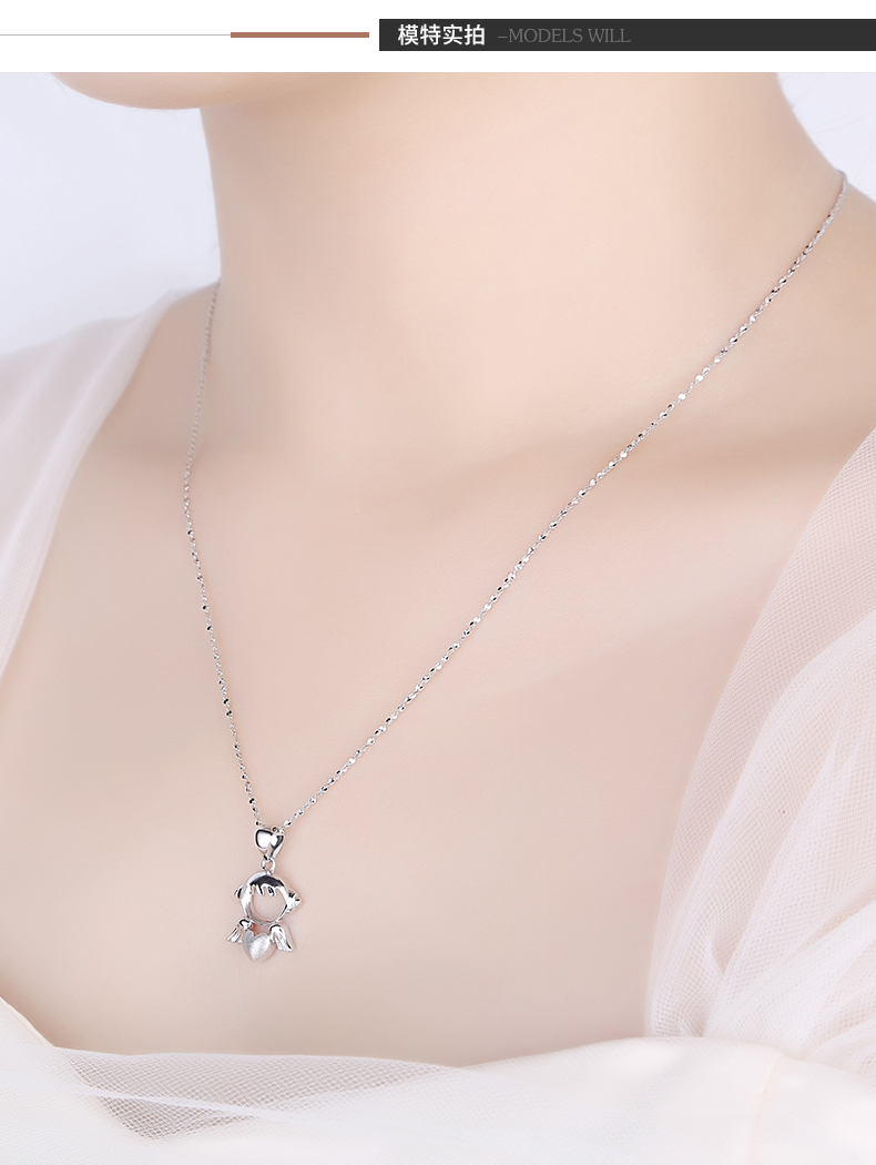 福铂睿fbri950铂金吊坠女款白金吊坠项坠时尚甜心天使吊坠颈饰送女友