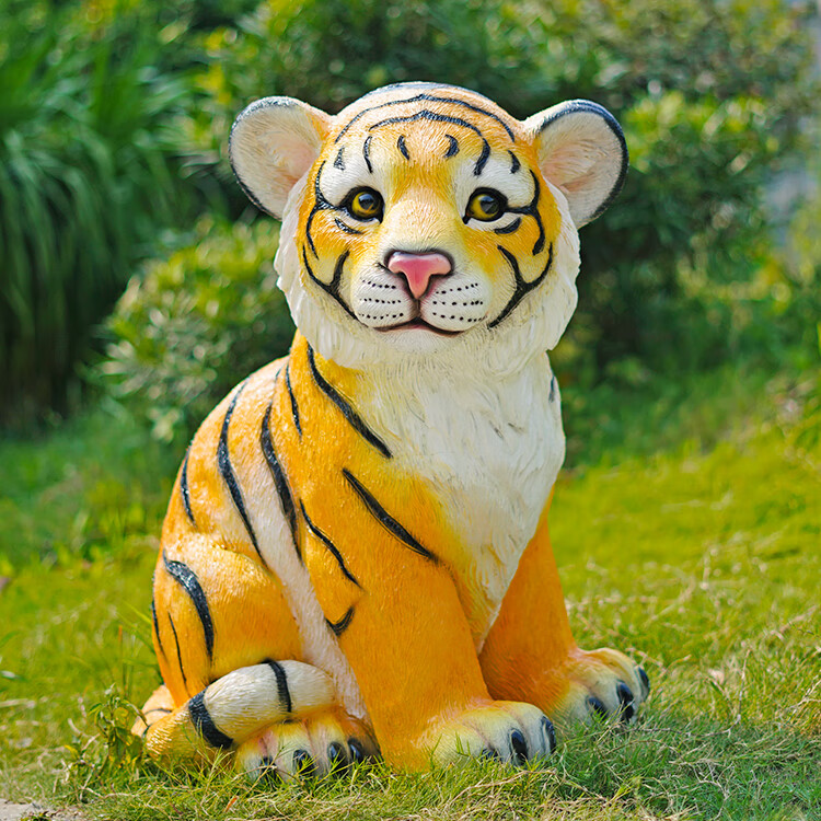 户外仿真大老虎雕塑动物模型装饰园林景观摆件草坪景区假道具摆设中号
