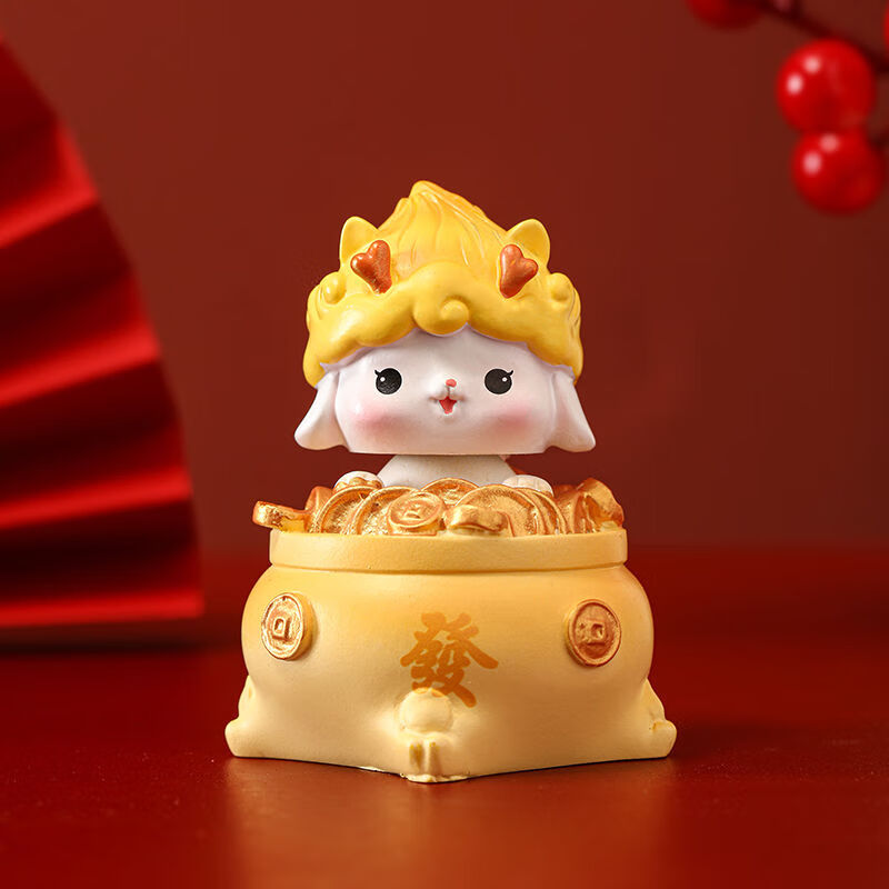 朋友兔子客厅装饰品车载摆件 钱袋玉桂福兔一对【红色 黄色】【图片