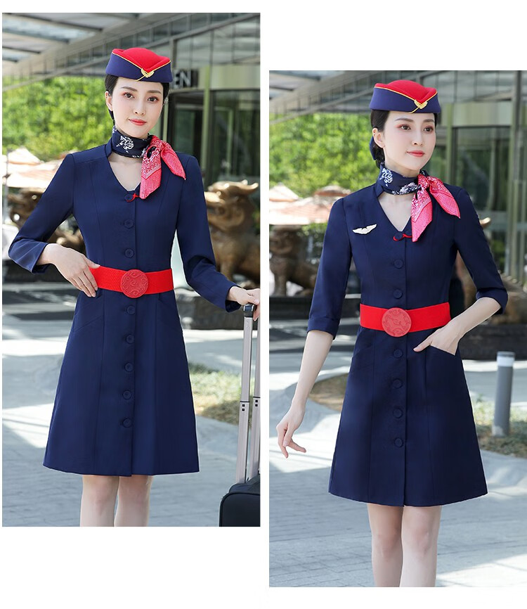 东航空姐职业装空乘艺考服装女乘务员东航空姐制服工作服连衣裙酒店