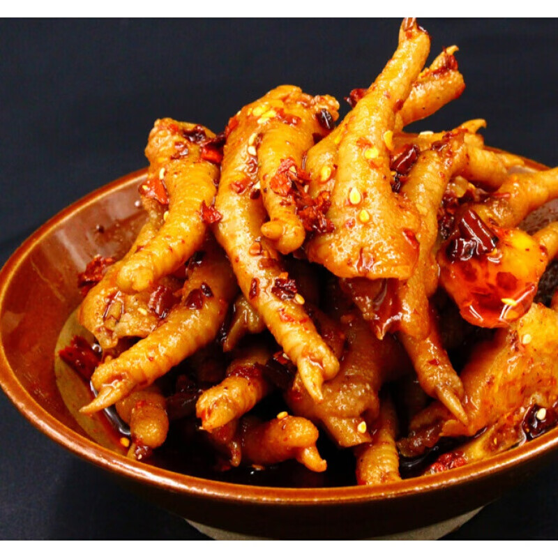 香辣鸡爪卤味熟食麻辣非无骨凤爪油泼辣子鸡脚零食小吃香辣鸡爪130g