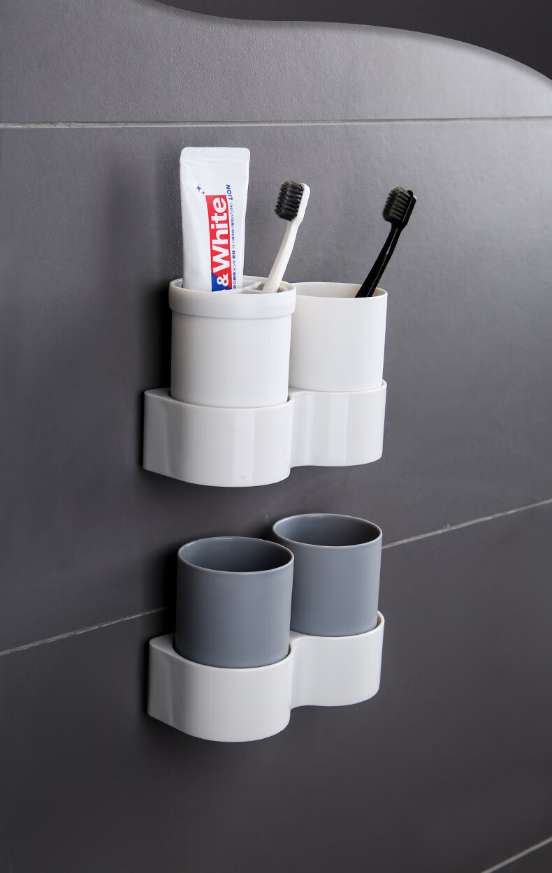 漱口杯架牙刷置物架壁挂挂墙式刷牙杯卫生间放牙具收纳盒牙膏座漱口杯