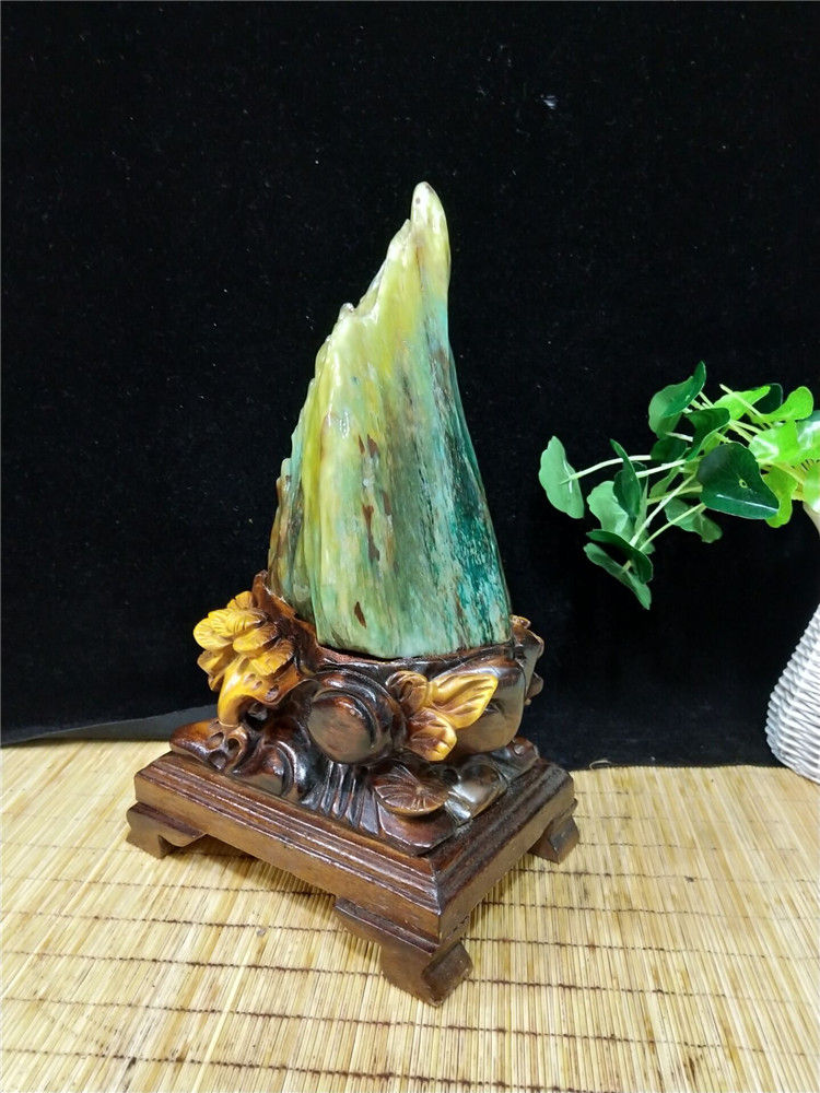 缅甸精品绿树化玉摆件冰种木化玉收藏原石树化石奇石玉石头 图片色