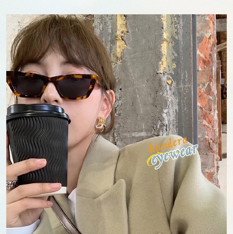 广景jennie墨镜酷黑女潮小脸眼豹纹复古街拍个太阳眼镜ll黑框黑灰片