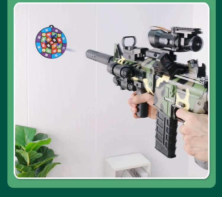 m416吃鸡玩具枪男孩子电动连发45岁67吸盘软弹枪男童抢迷彩绿m4手动满