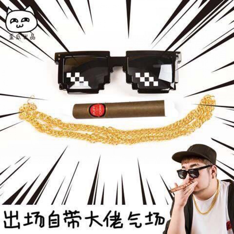 网红马赛克墨镜【买21】社会人装马赛克眼镜二次元装逼神器打码网红抖