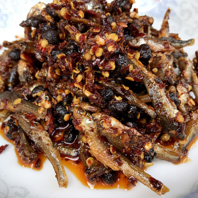 油淋豆豉火焙鱼湖南农家手工土特产即食下饭菜酱菜400g