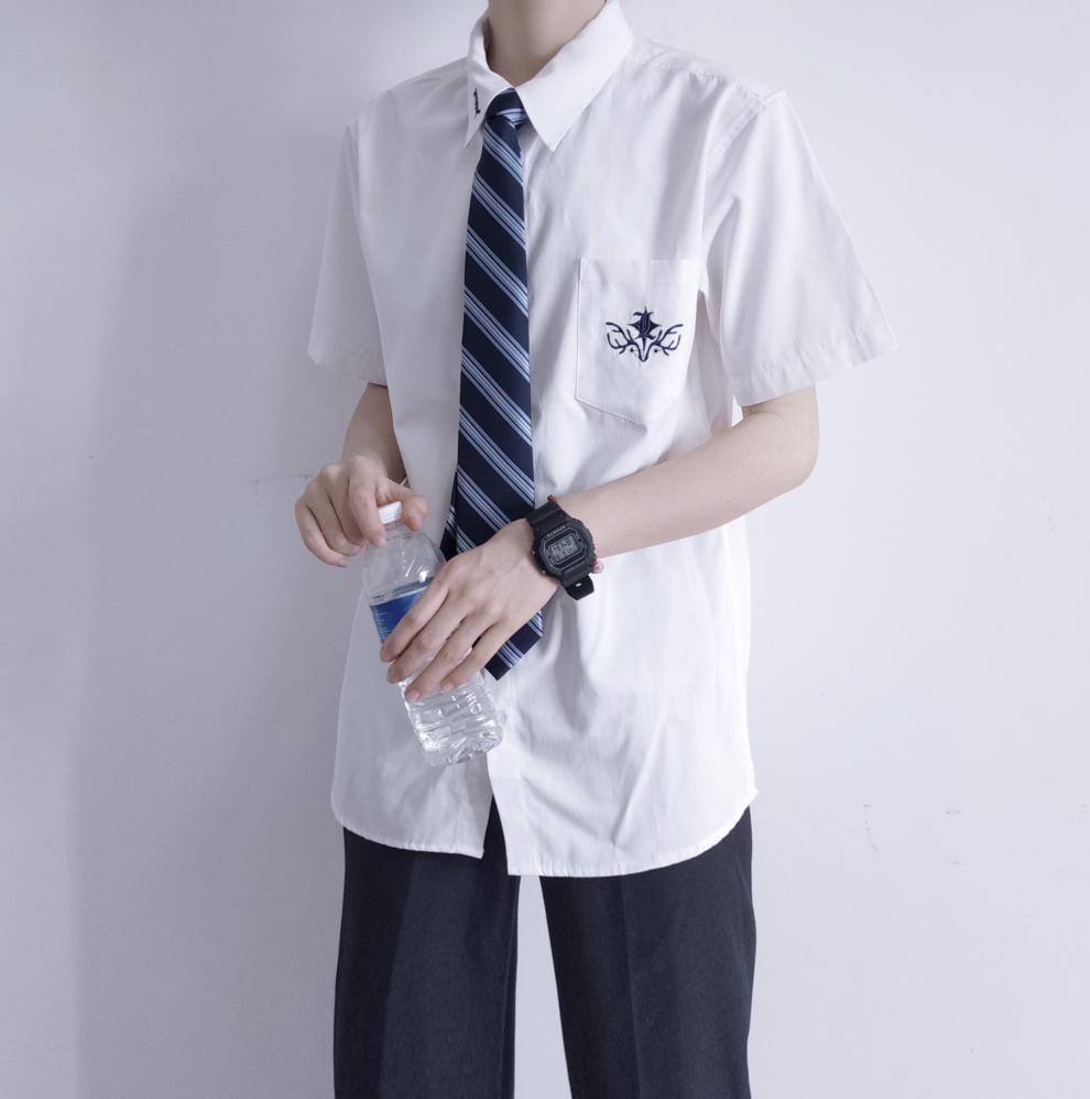 【jk制服管】鹿角星 原创jk/dk制服黑白色短袖男女款刺绣衬衫 夏款