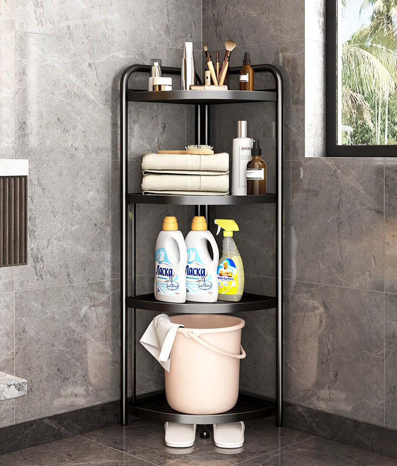 加厚加固卫生间架子置物架免打孔浴室厕所毛巾三角墙角转角架置物架免