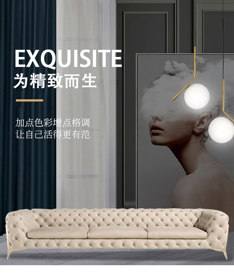 帕芭莎 沙发 后现代轻奢港式皮艺大小户型客厅沙发组合样板房布艺拉扣沙发 单人位 进口磨砂绒布+进口恒温海绵