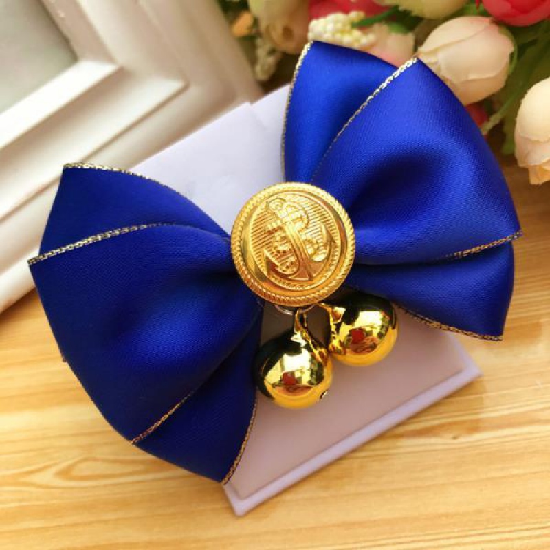 宠物领结领带蝴蝶结项链猫咪泰迪小中大型犬狗领结 金边酒红 2小金铃