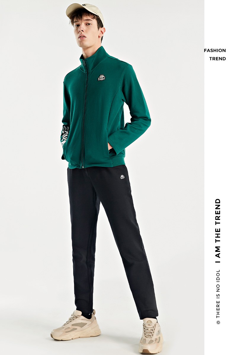 kappa卡帕运动套装2021新款春男运动套装休闲套装卫衣长裤绿萝绿3602m