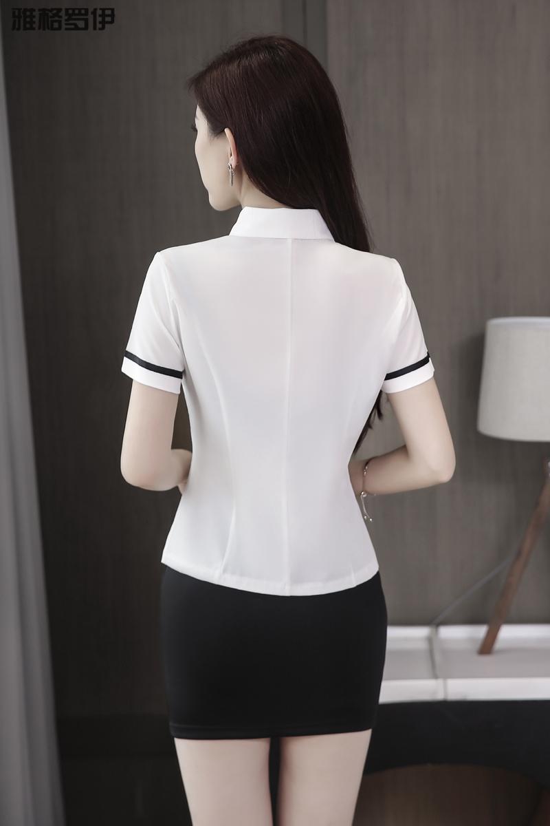 足浴工作服女夏沐足足疗技师套装气质显瘦性感ktv会所衬衣百褶裙白