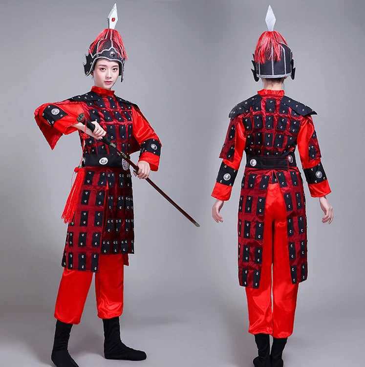 新古代士兵盔甲服岳飞花木兰演出服儿童杨家将军古装表演服装2021 尚