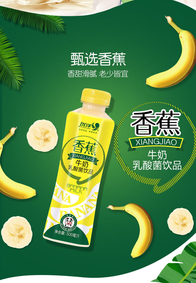 优洋500ml 香蕉牛奶装芒果哈密瓜乳酸菌饮品饮料整箱 优洋牛奶混装15