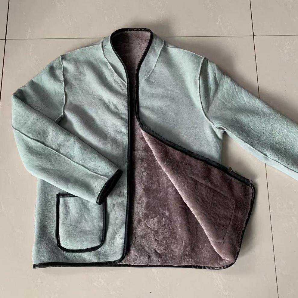 中老年人男士羊皮袄皮毛一体加厚羊皮棉袄外套内胆大码皮衣白毛常规款