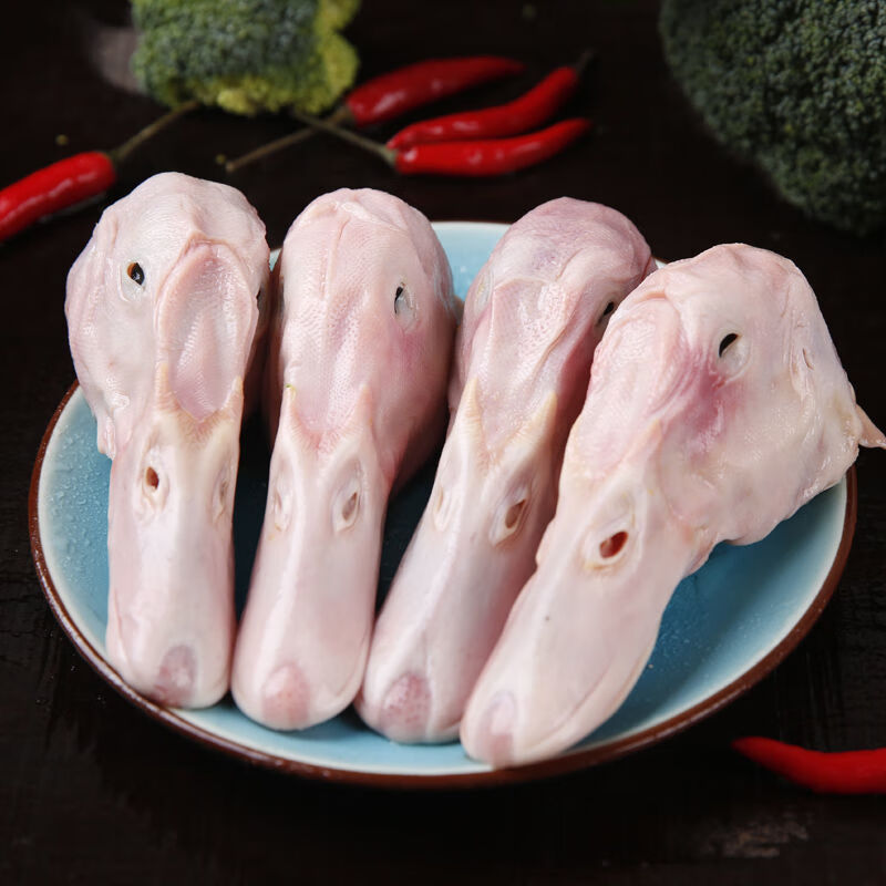生鲜鸭头冷冻新鲜生鸭头麻辣卤味食材精切生大鸭头 鸭头2斤装【图片