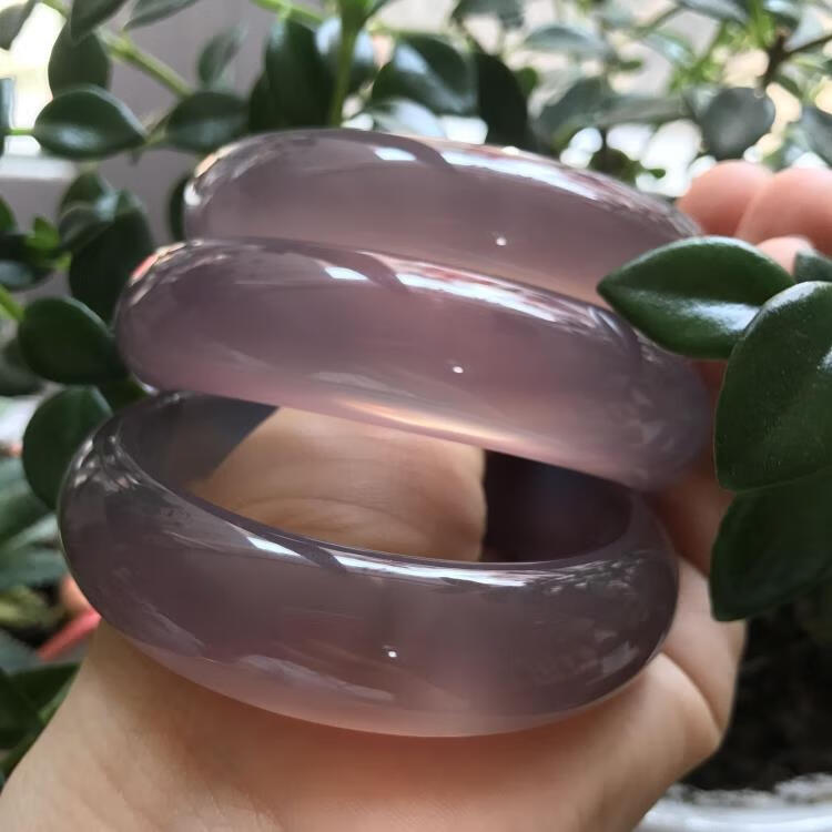 鲤梨 巴西原矿帝王紫玉髓手镯 深紫红色烟灰紫手环无烧天然老坑料玛瑙