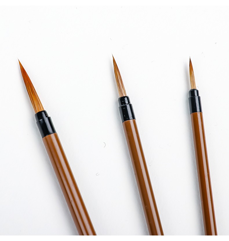 学生工笔画白描细毛笔小毛笔叶筋笔水彩描线笔叶筋勾线笔3支大中小