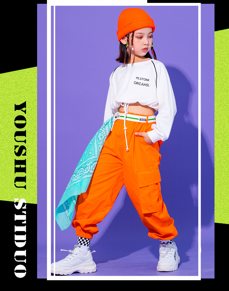 爵士舞服装女童冬季2021儿童套装女孩露脐街舞服模特走秀演出服米朵