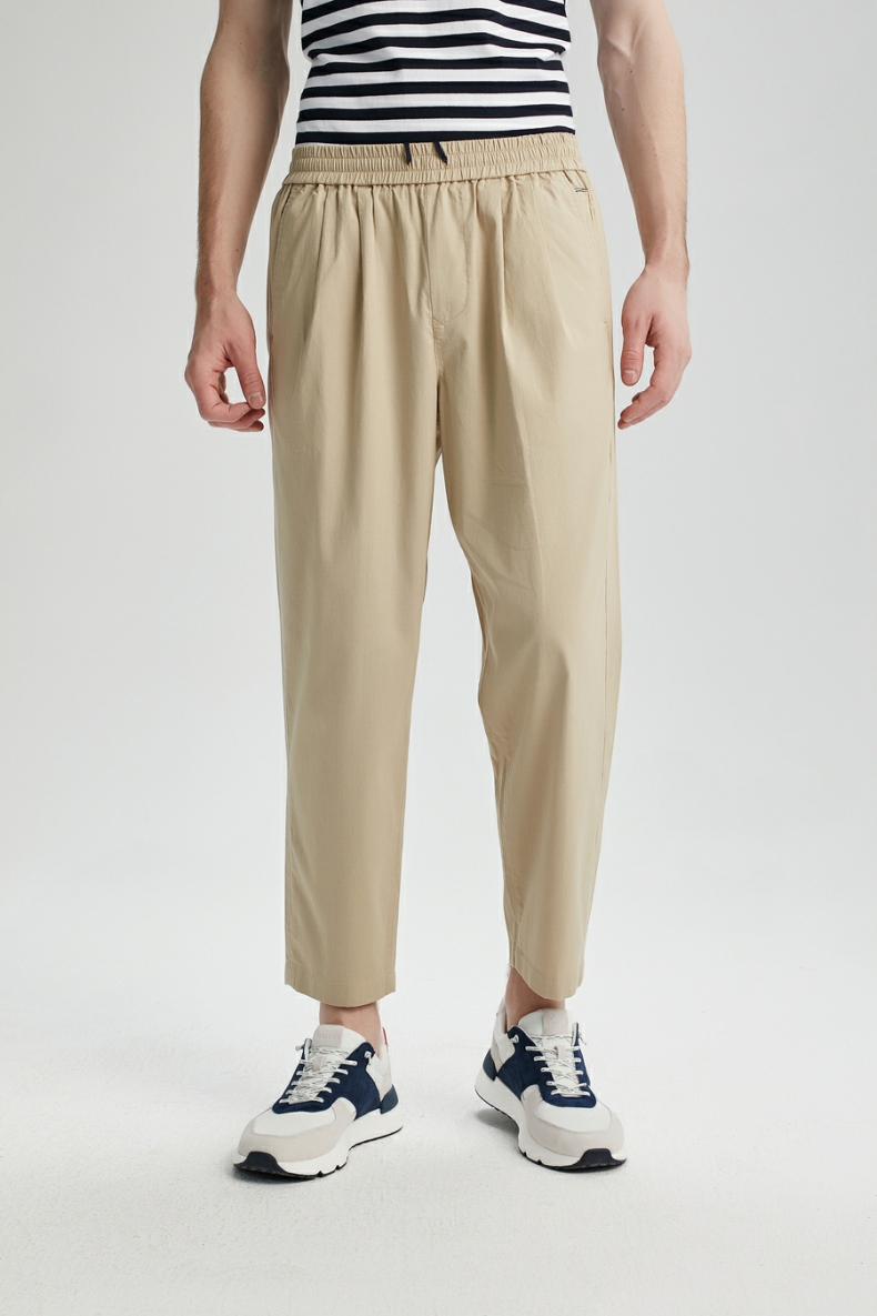 nautica诺帝卡男装2021夏季男士宽松时尚休闲梭织裤子男pc1290 浅卡其