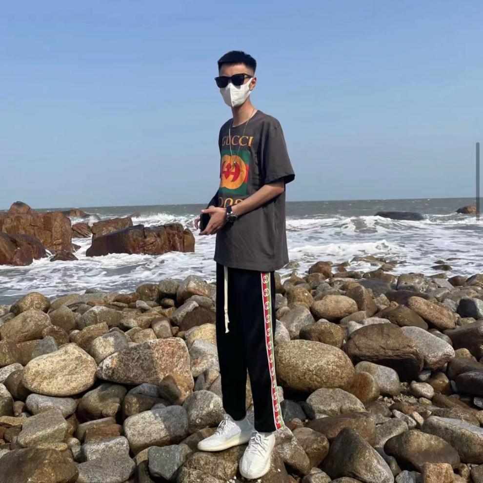 商场同款pauzto快手网红陈七七同款红白织带九分裤社会精神小伙休闲