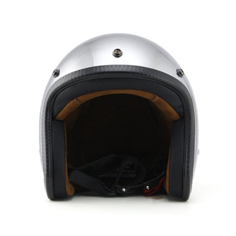 四季男女复古电瓶电动车头盔镜面反光电镀银半盔个性酷机车安全帽