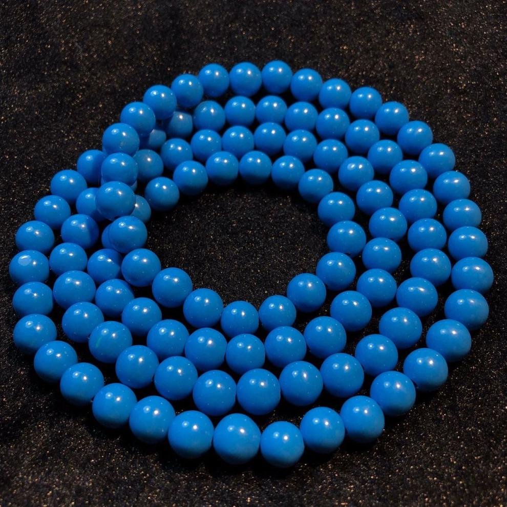 手链108颗天然高瓷蓝松石手链男女款古风松石手串依莲妃8mm高蓝单圈