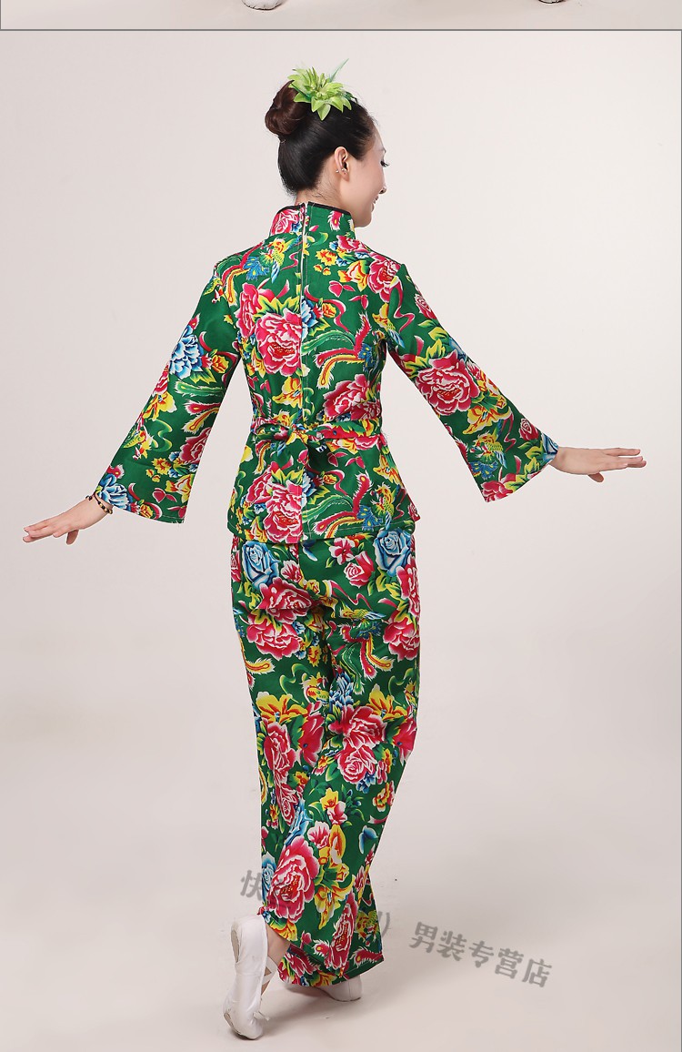 东北花衣服大花布服装秧歌服演出服扇子舞腰鼓舞蹈服装东北大花布民族