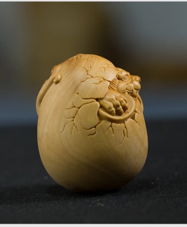 豪珠 小叶黄杨 木雕木质雕刻文玩手把件 盘玩生肖龙蛋随身把玩手件小