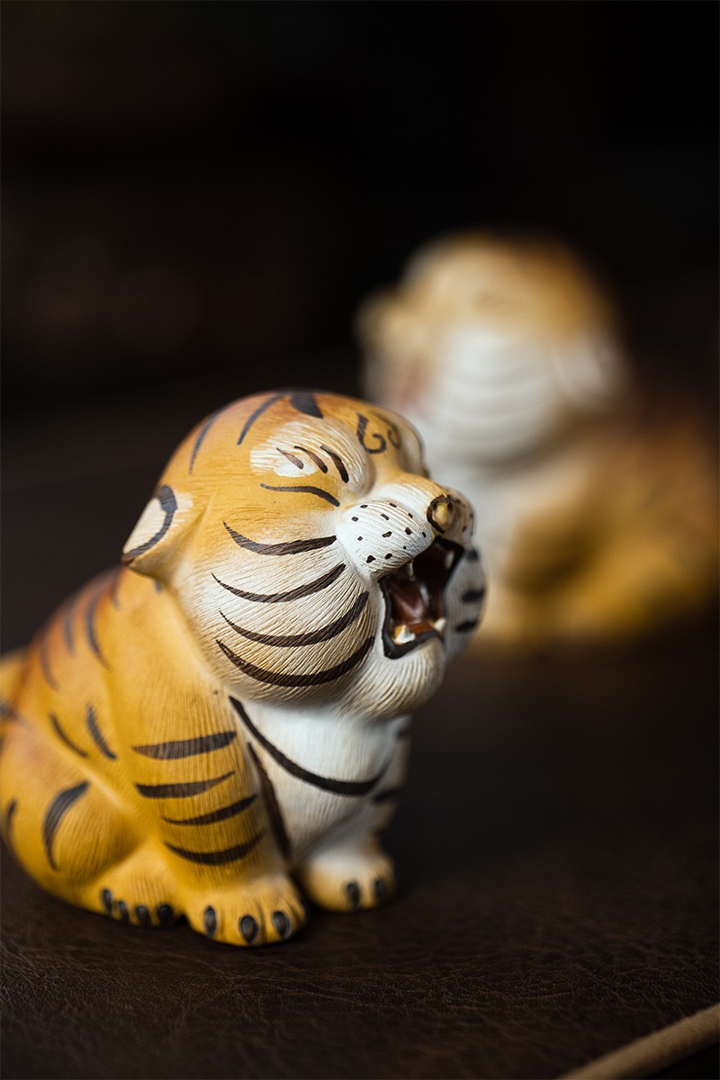 班意紫砂茶宠迎财老虎摆件可爱精品可养手工茶玩茶具茶宠配件紫砂瑞兽