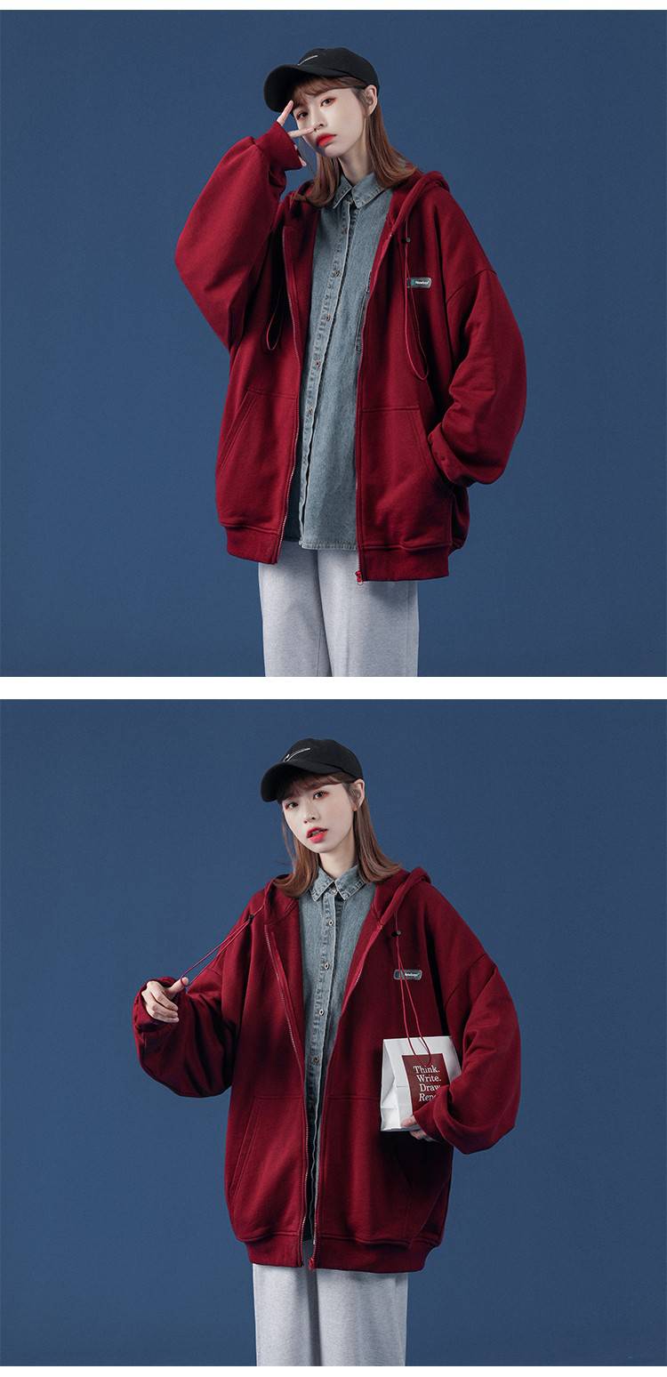桔红色 s品牌: 尊尚鸟(zunshangniao) 商品名称:尊尚鸟开衫夹克卫衣女