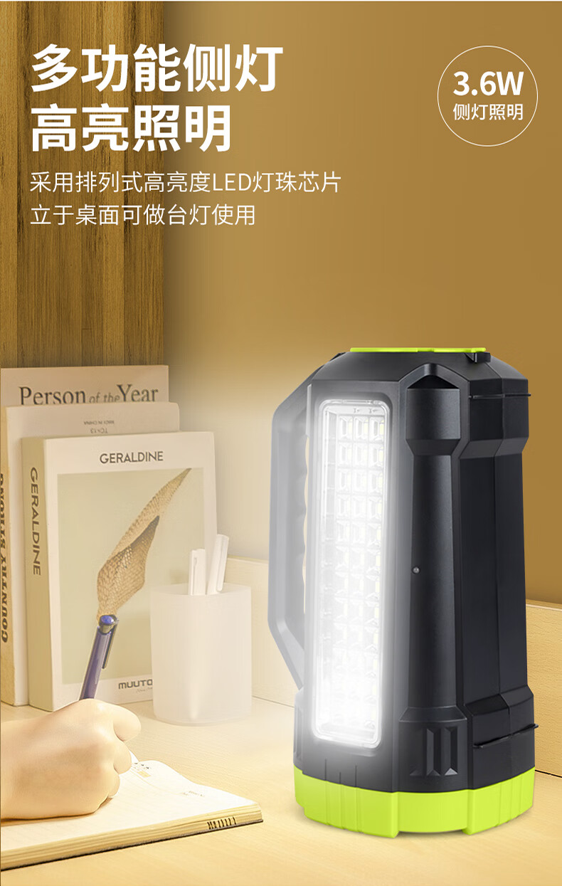 康铭led强光手电筒可充电式探照灯手提灯户外露营照明保安巡逻灯kmd