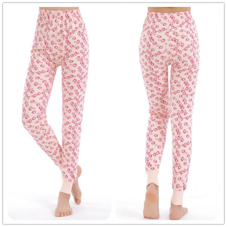 浪莎女士纯棉花秋裤打底厚中老年全棉加肥加大高腰保暖裤棉毛线裤2条