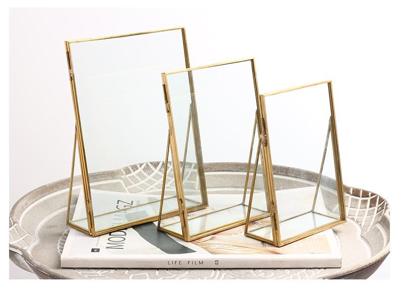 可狄kedi北欧金属玻璃相框摆台6寸7寸创意照片框简约签名照片框摆件五