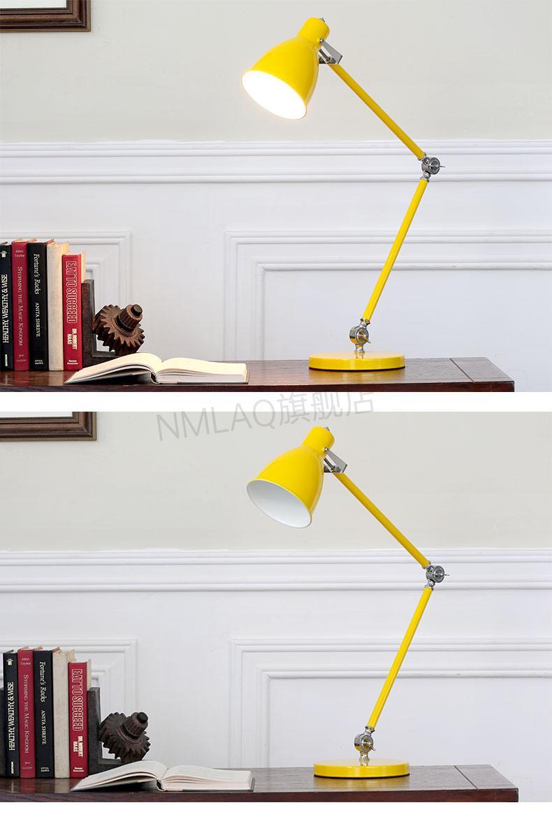 办公桌工作台灯长臂网红色黄色美式简约长臂少女办公室商务书房宿舍