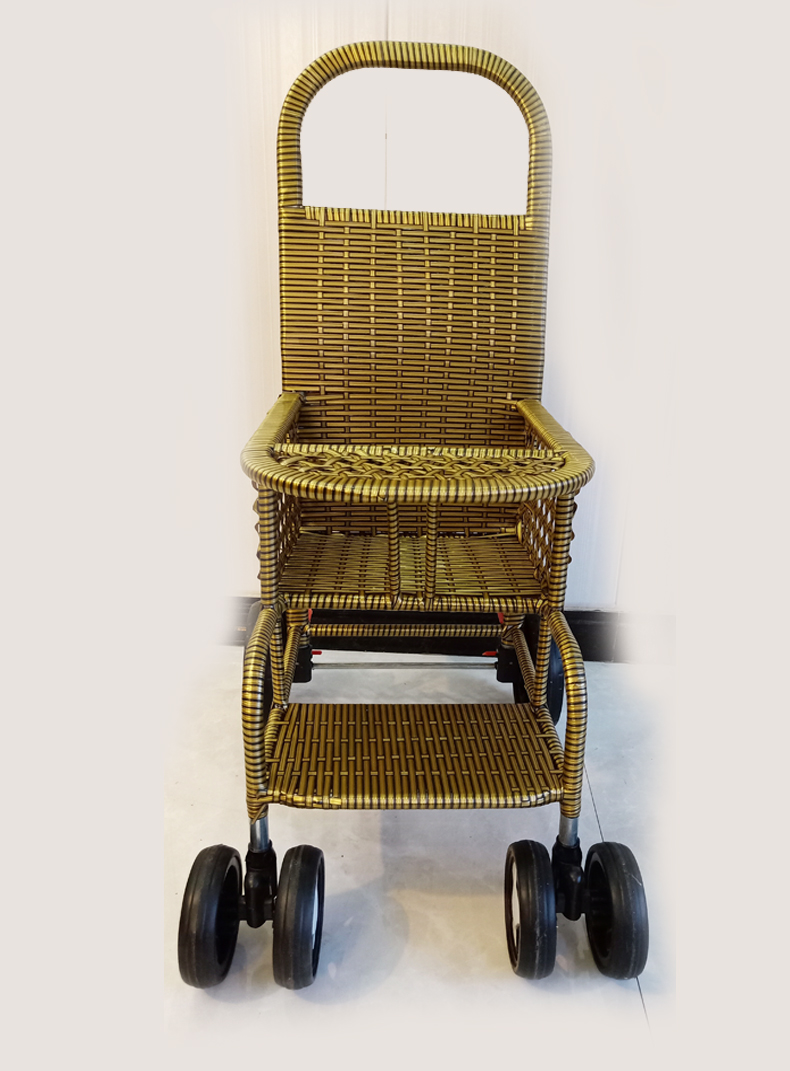 婴儿小竹车 简易高景观竹编推车夏季轻便仿藤车推车竹子推车儿童藤椅