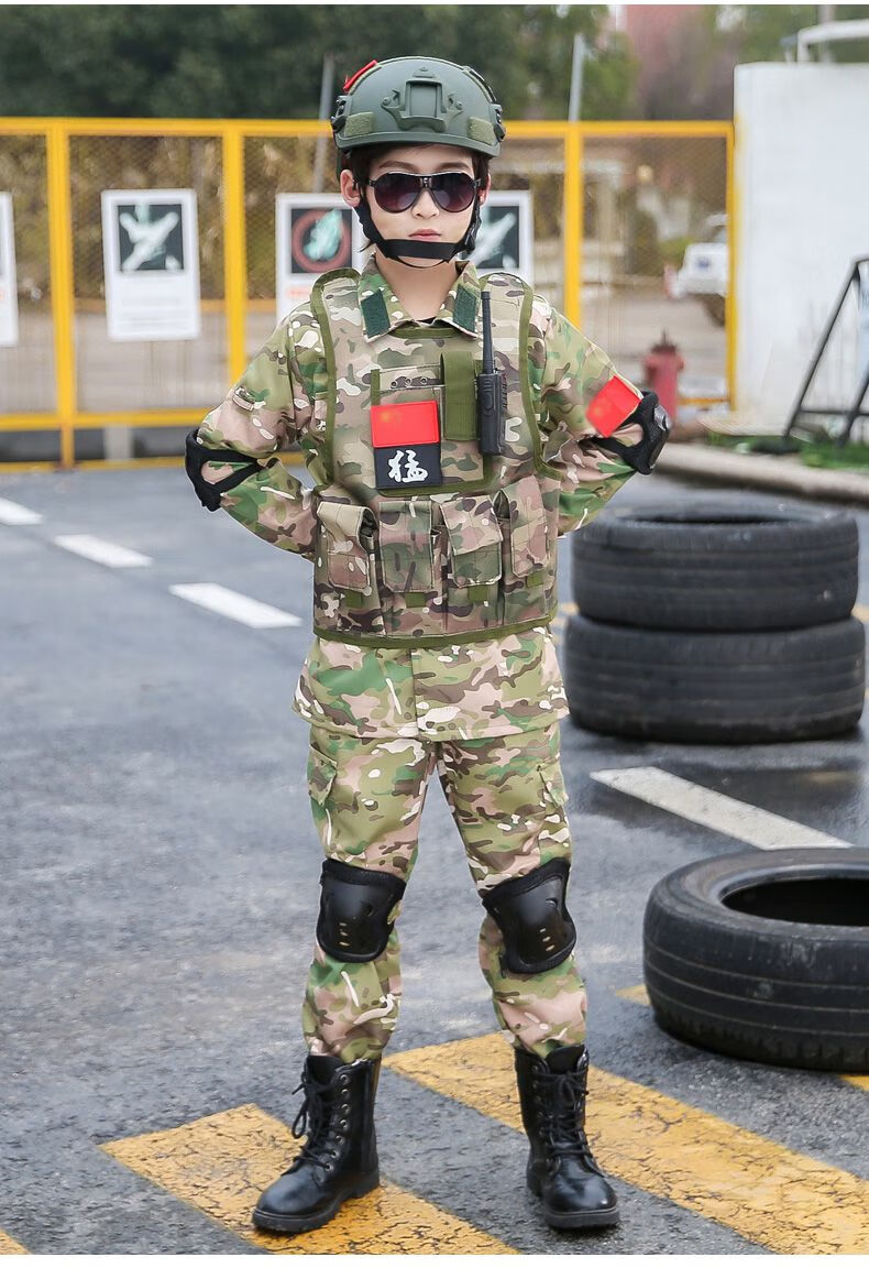 儿童特种官兵服装警官服儿童迷彩服套装男童学生军训夏令营户外拓展