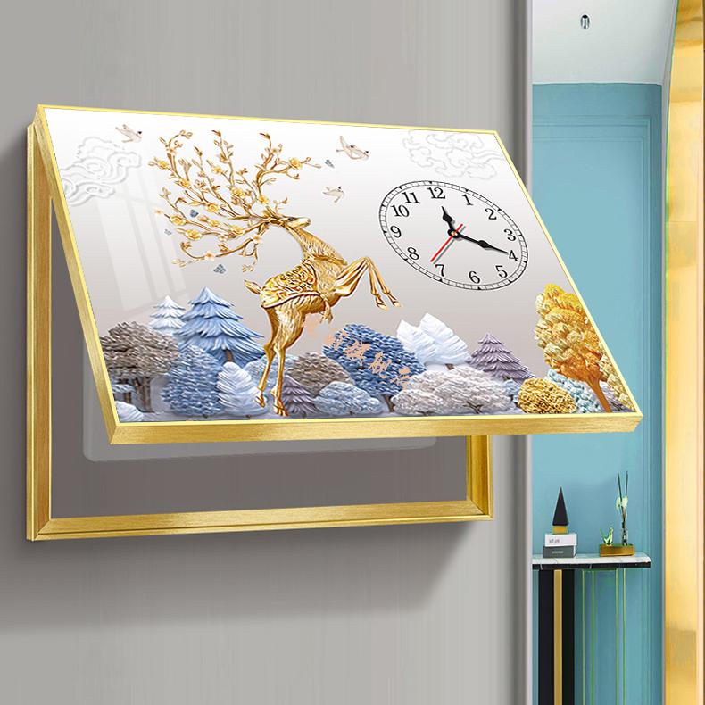 电表箱装饰画带钟表遮挡配电箱电闸盒挂画简约现代餐厅画壁画d款5040