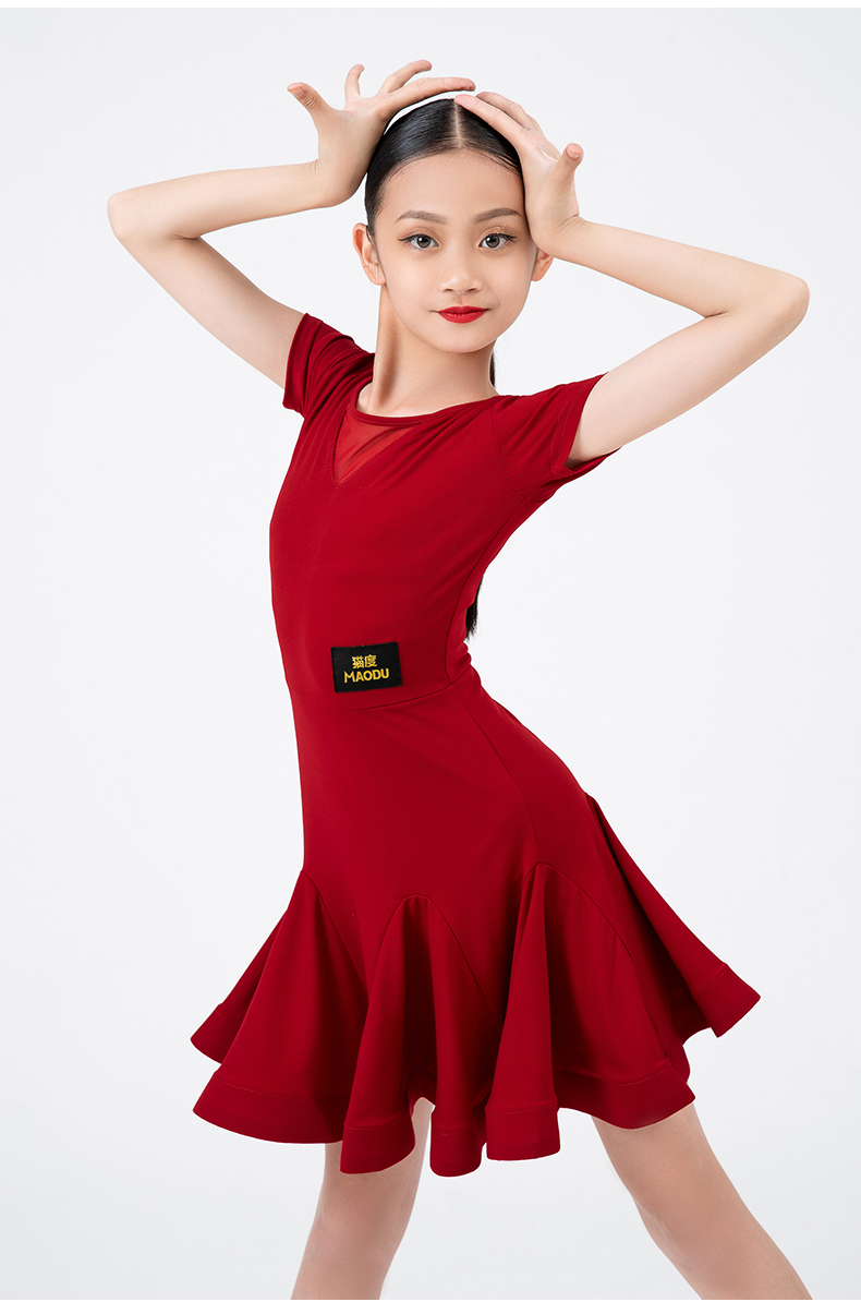 新款儿童夏季拉丁舞练功服练习服装少儿拉丁舞连衣裙套装女童舞蹈比赛
