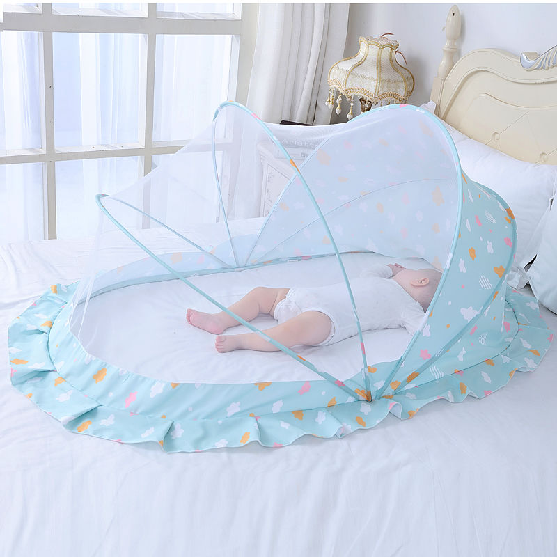 q宝亲肤婴儿床蚊帐儿童宝宝纱帐新生儿bb防蚊罩小孩蒙古包无底可折叠